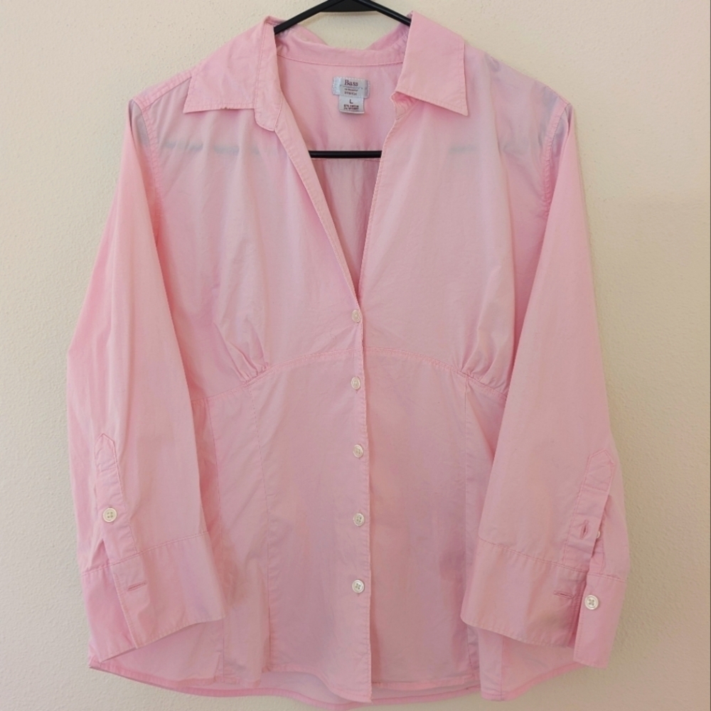 G.H. Bass & Co. Pink Button-Up Cotton Shirt sz L Business Casual